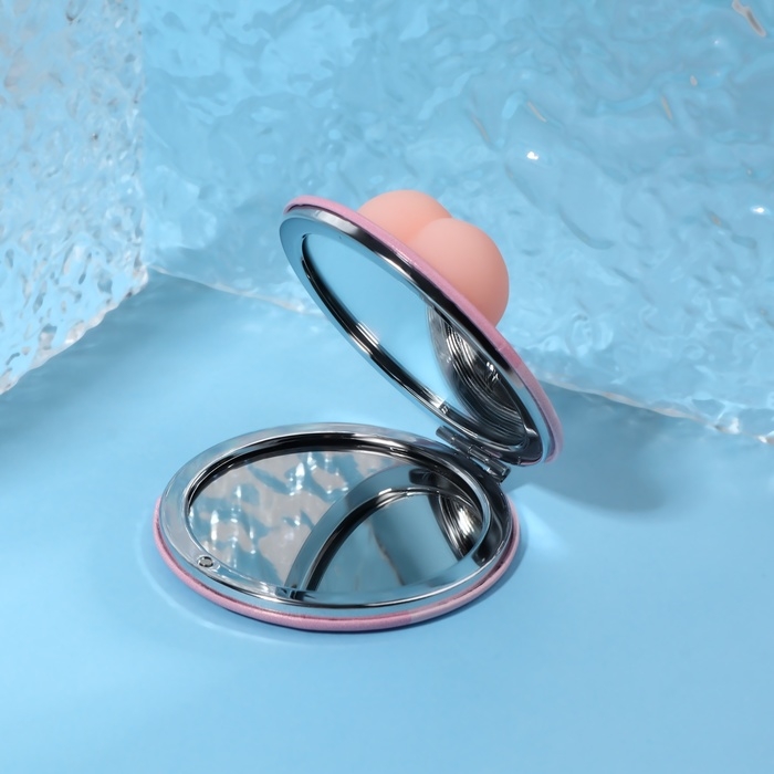 Зеркало - антистресс «Зайчик», складное, d = 7,2 см, с увеличением, искусственная кожа, цвет розовый Зеркало - антистресс «Зайчик», складное, d = 7,2 см, с увеличением, искусственная кожа, цвет розовый