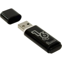 Флеш-память Smartbuy Glossy, 16Gb, USB 2.0, чер, SB16GBGS-K