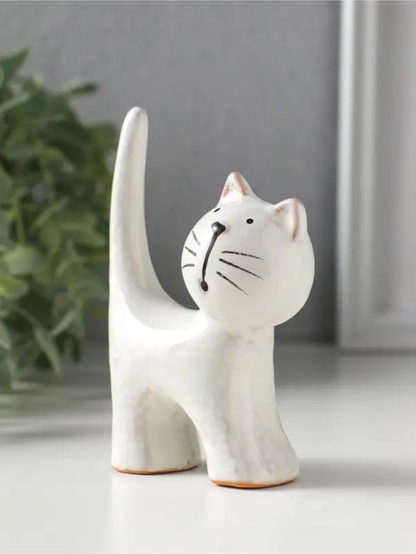 Сувенир керамика "Поющий серый кот" 7,6х3,6х10,6 см