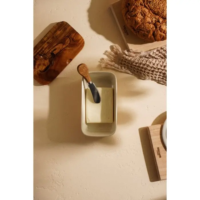 Паштетница с ножом SL Home &laquo;Южная акация&raquo;, фарфор, 2 предмета: паштетница с деревянной крышкой 650 мл, нож 12.3&times;3 см