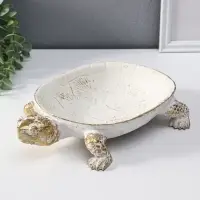 Подставка интерьерная полистоун "Черепаха" белая с золотом 28х19х5 см