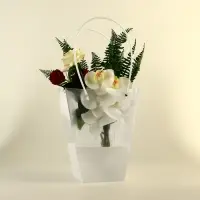 Сумка для цветов прозрачная, влагостойкая, белая, 26&times;24&times;12 см