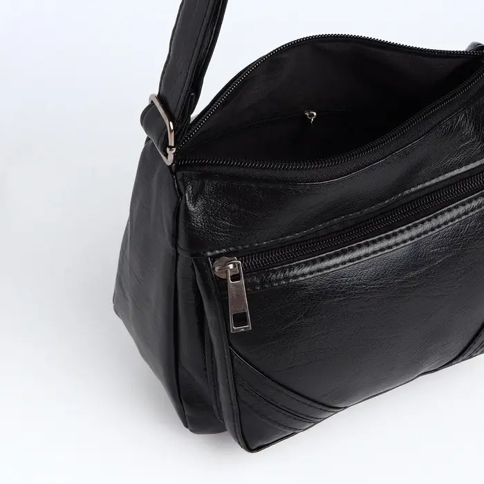 Сумка женская, кросс-боди, средний размер, на молнии, 20&times;8.5&times;15 см, чёрная