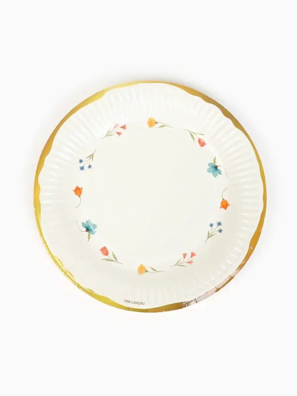 Тарелка одноразовая бумажная «Керамика с цветами», 18 см Тарелка одноразовая бумажная «Керамика с цветами», 18 см