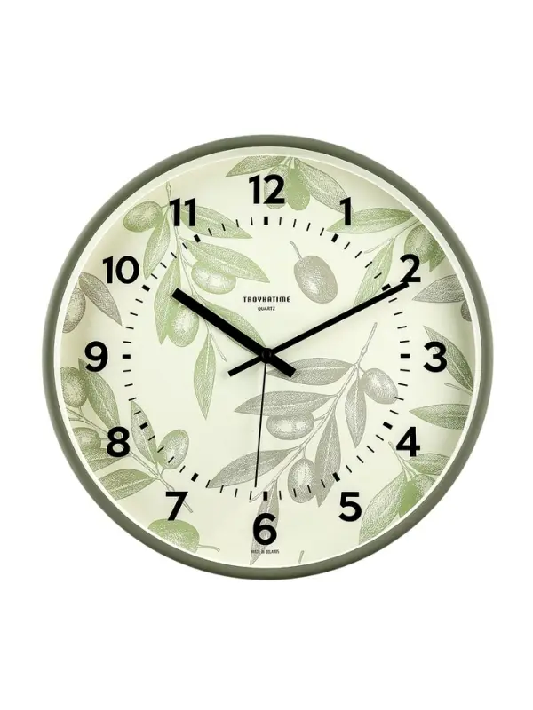 Часы настенные классические &laquo;Цветы&raquo;, d=30.5 см, зелёные