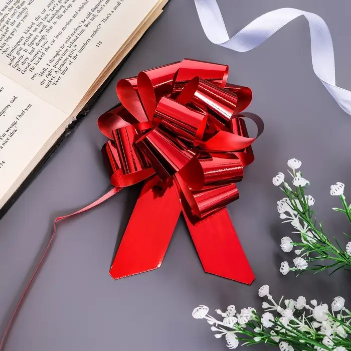 Подарочный бант - шар №3.2, красный, для упаковки подарков