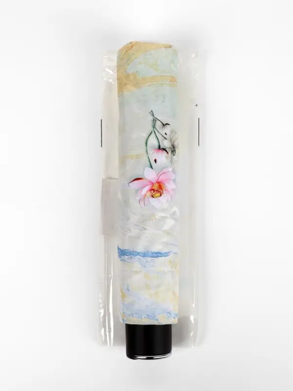 Зонт механический &laquo;Лилии&raquo;, эпонж, 4 сложения, 8 спиц, R=47/55 см, d=94 см, МИКС