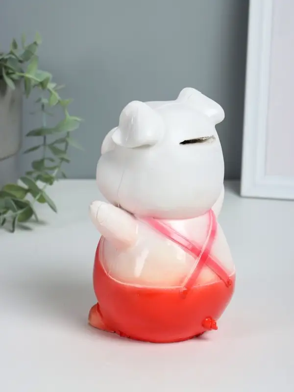 Копилка "Поросенок счастливый" 18 см, белый