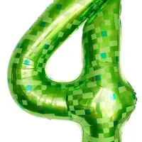 Воздушный шар фольгированный 40" цифра "4" пиксели, в ин.уп.