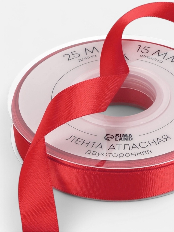Лента атласная двухсторонняя №0250 15мм*25±1м алый TR Лента атласная двухсторонняя №0250 15мм*25±1м алый TR