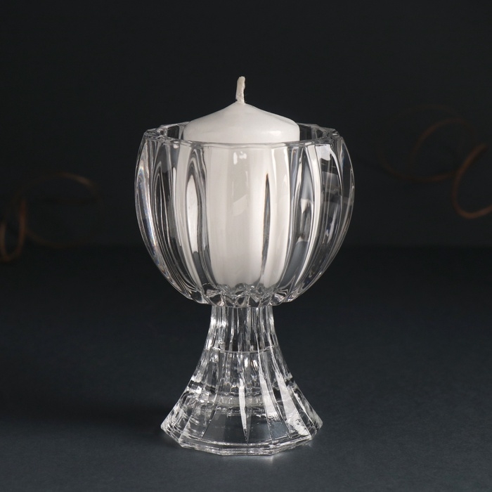 Подсвечник стекло на 1 свечу d=3 см Подсвечник стекло на 1 свечу d=3 см "Перо птицы" прозрачный 8х8х11 см