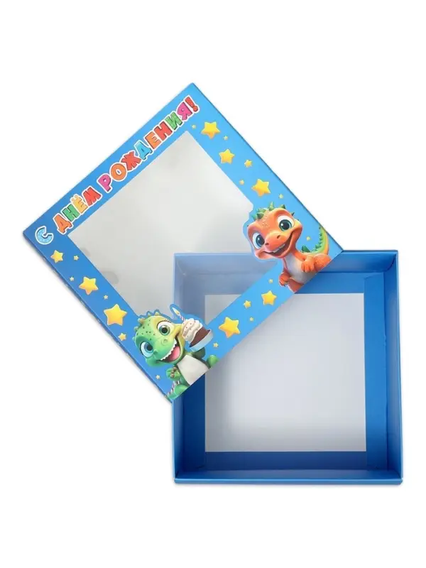 Коробка подарочная складная с пластиковым окном, упаковка, «Милые динозаврики», 14 х 14 х 8 см Коробка подарочная складная с пластиковым окном, упаковка, «Милые динозаврики», 14 х 14 х 8 см