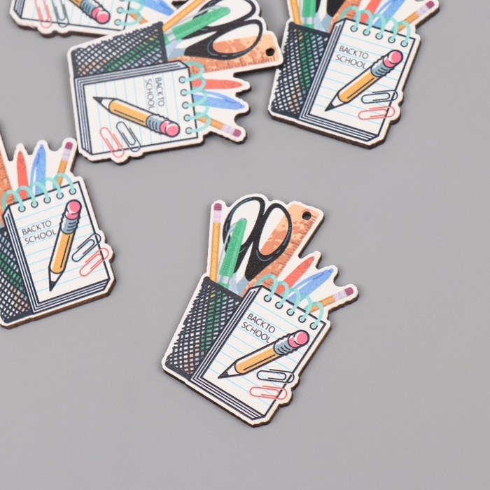 Декор для творчества дерево Декор для творчества дерево "Канцелярский набор" набор 5 шт 4,5х3,5х0,3 см