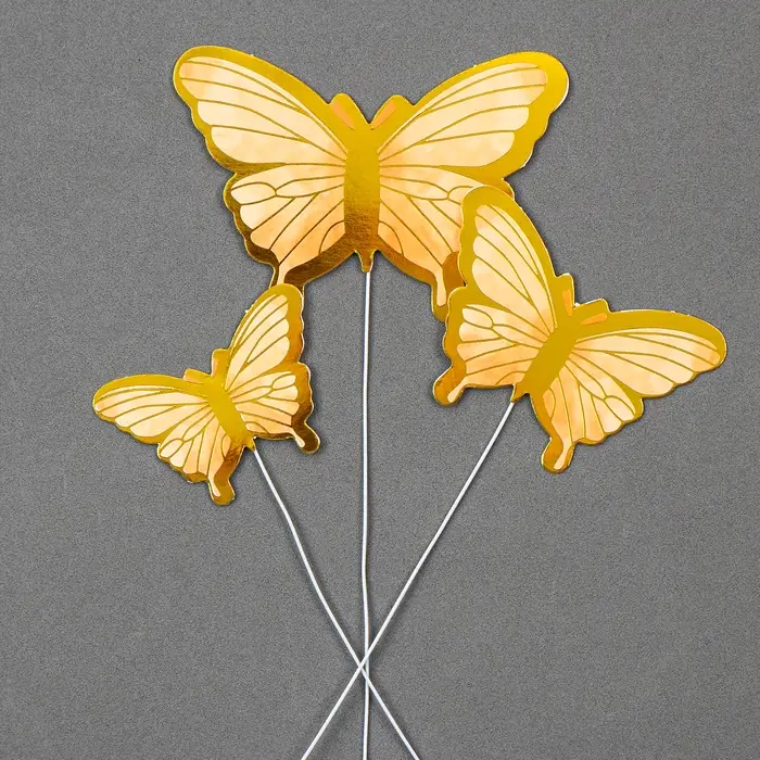 Топпер для торта «Бабочки», 10 шт., золотистый Топпер для торта «Бабочки», 10 шт., золотистый