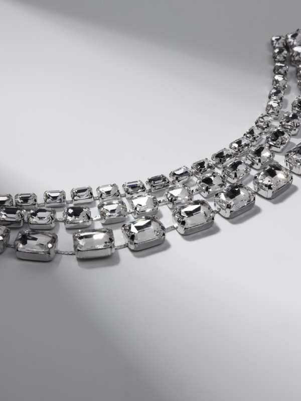 Чокер-колье «Сияние» трио на увеличение, цвет белый в серебре, 36 см