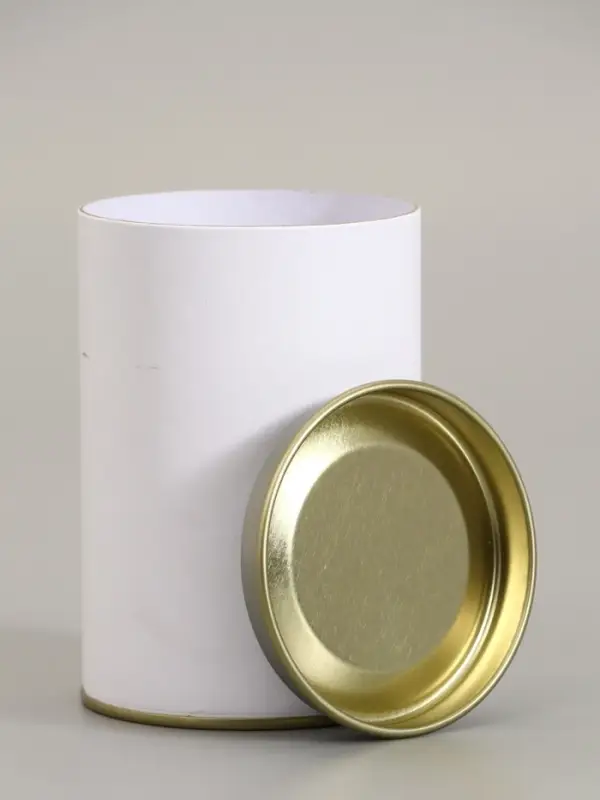 Тубус белый 73&times;110 мм (90 мм внутренняя высота), картон, металлическая крышка