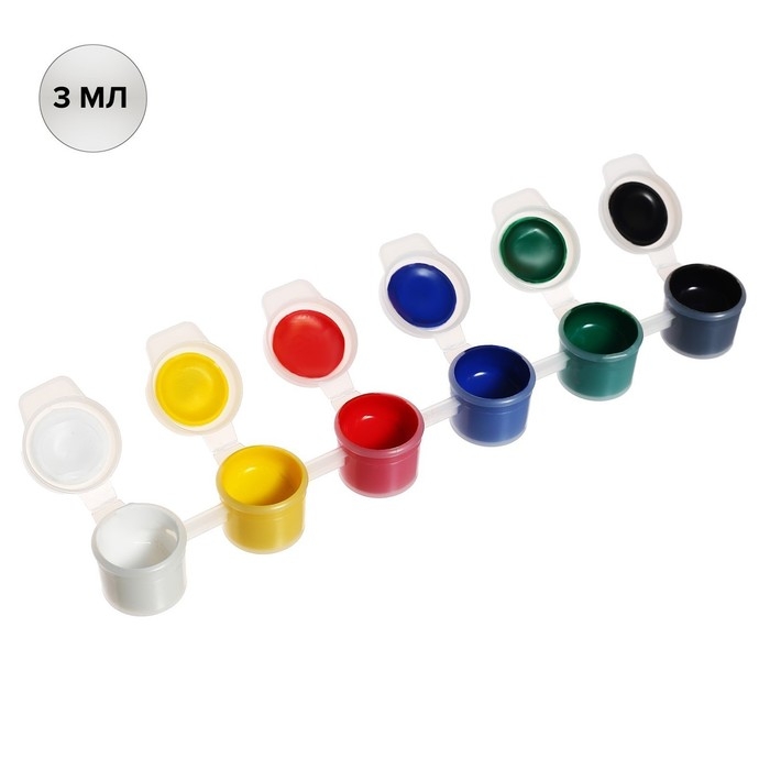 Краска акриловая, набор 6 цветов х 3 мл, Calligrata, морозостойкие, в пакете Краска акриловая, набор 6 цветов х 3 мл, Calligrata, морозостойкие, в пакете