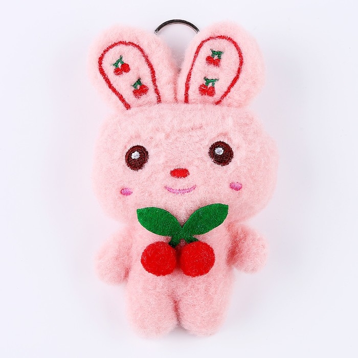 Мягкая игрушка «Зайка с вишенкой», на брелоке, 10 см, цвета МИКС Мягкая игрушка «Зайка с вишенкой», на брелоке, 10 см, цвета МИКС