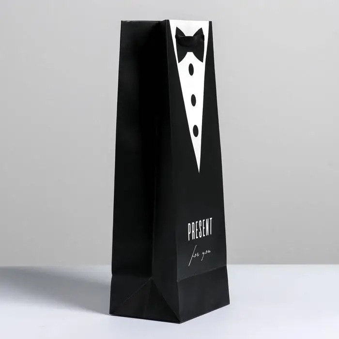 Пакет подарочный ламинированный под бутылку, упаковка, Present for man, 13 x 35 x 10 см Пакет подарочный ламинированный под бутылку, упаковка, Present for man, 13 x 35 x 10 см