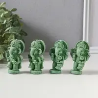Набор фигурок 4 шт. &laquo;Ганеша&raquo;, полистоун, зелёный, 2.8&times;4&times;6.2 см