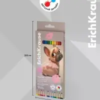 Карандаши 12 цветов, ErichKrause Frenchie, пластиковые, шестигранные