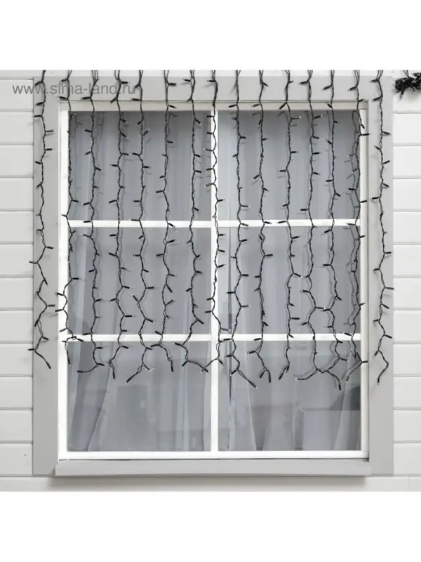 Гирлянда &laquo;Занавес&raquo; 2&times;1.5 м, IP65, УМС, тёмная нить каучук, 300 LED, свечение мульти, 220 В