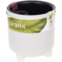 Кашпо ШЭНК D180мм 3,6л с вставкой и с автополивом, белый ротанг,М 3241