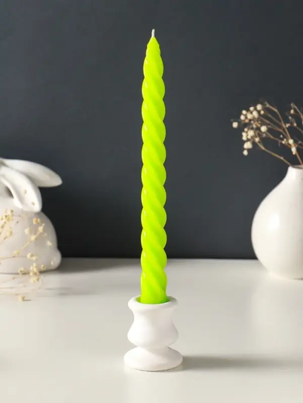 Набор свечей витых, 2,3х 24,5 см, 5 ч, 50 г, 2 штуки, зелёный