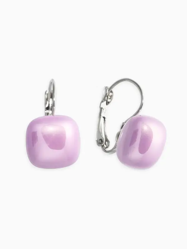 Серьги пластик "Майорика" квадрат, цвет фиолетовый в серебре