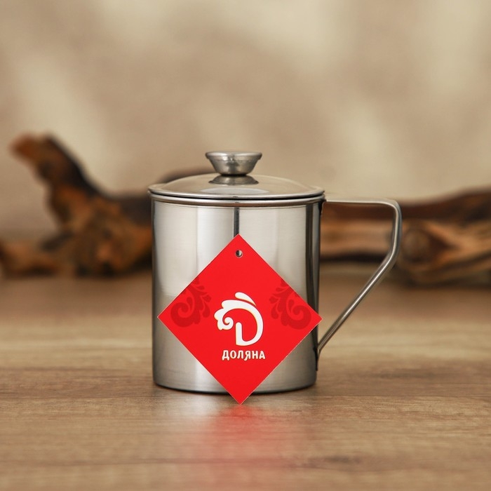 Кружка из нержавеющей стали Доляна «Индия» «Тарун», 300 мл, 11×7,7×10 см, с крышкой Кружка из нержавеющей стали Доляна «Индия» «Тарун», 300 мл, 11×7,7×10 см, с крышкой