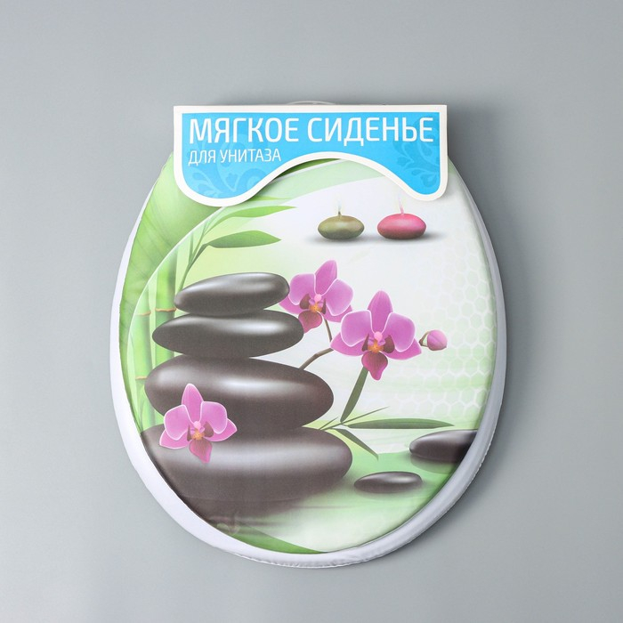 Сиденье для унитаза с крышкой Доляна «Камни дзен», 40×37 см, мягкое Сиденье для унитаза с крышкой Доляна «Камни дзен», 40×37 см, мягкое