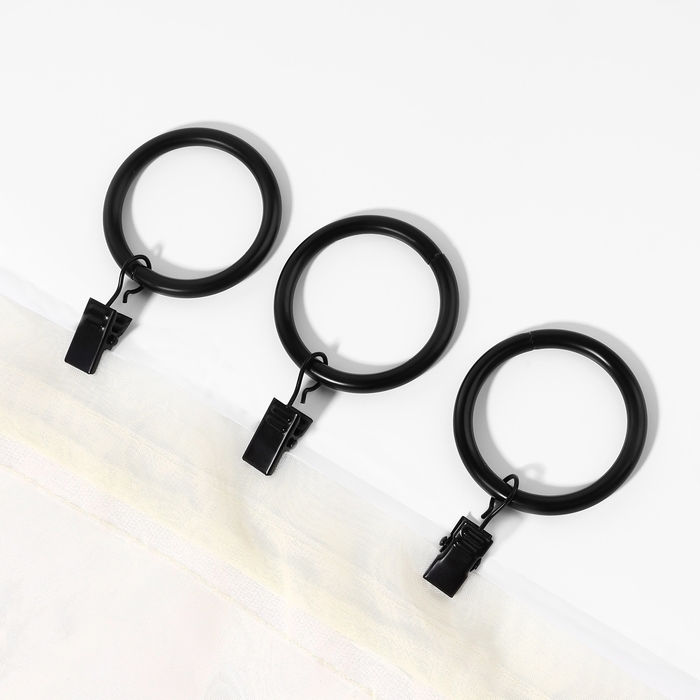 Кольцо для карниза, с зажимом, d = 38/48 мм, 10 шт, цвет чёрный Кольцо для карниза, с зажимом, d = 38/48 мм, 10 шт, цвет чёрный