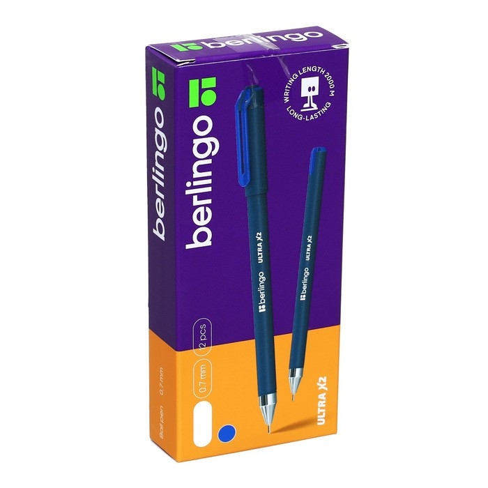 Ручка шариковая Berlingo Ultra X2, 0,7 мм, игольчатый стержень, синяя Ручка шариковая Berlingo Ultra X2, 0,7 мм, игольчатый стержень, синяя