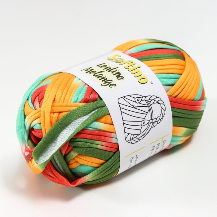 Пряжа трикотажная 95% хлопок, 5% эластан Пряжа трикотажная 95% хлопок, 5% эластан "Lentino Melange" 100 гр 30 м цвет 3