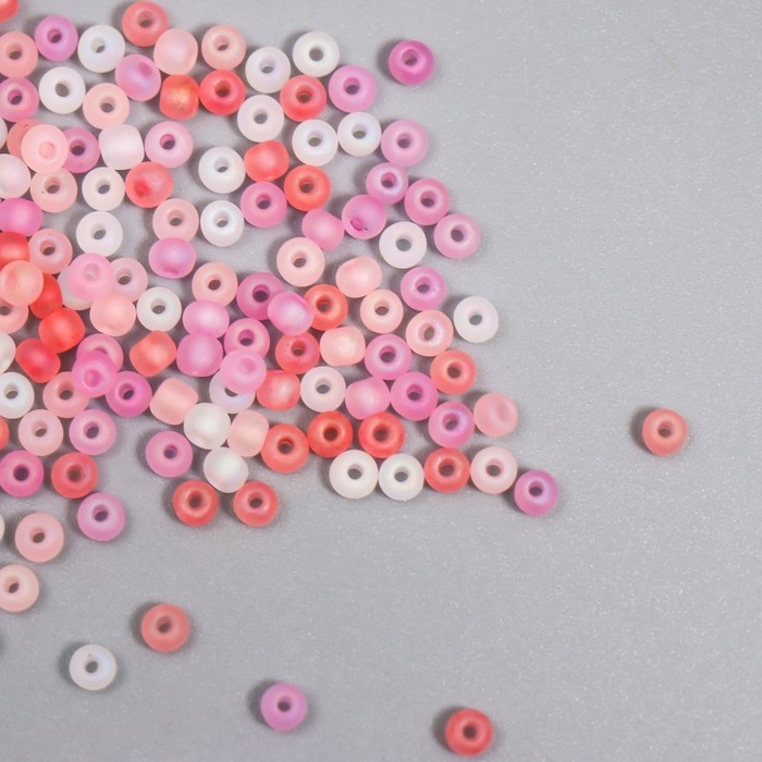 Бисер стекло 8/0  Бисер стекло 8/0 "Матовый полупрозрачный. Меланж красный" 10 гр