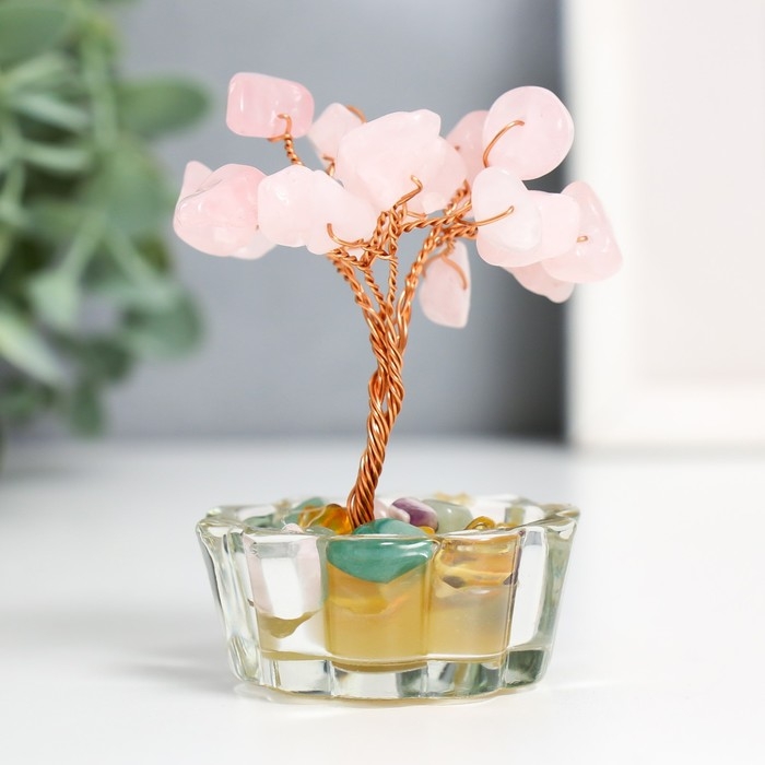 Сувенир "Денежное дерево в стекле" 18 камней 8,5х5х5 см