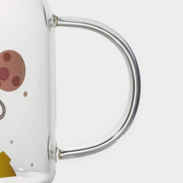Кружка стеклянная с керамической крышкой и трубочкой «Космос», 500 мл, цвет МИКС Кружка стеклянная с керамической крышкой и трубочкой «Космос», 500 мл, цвет МИКС