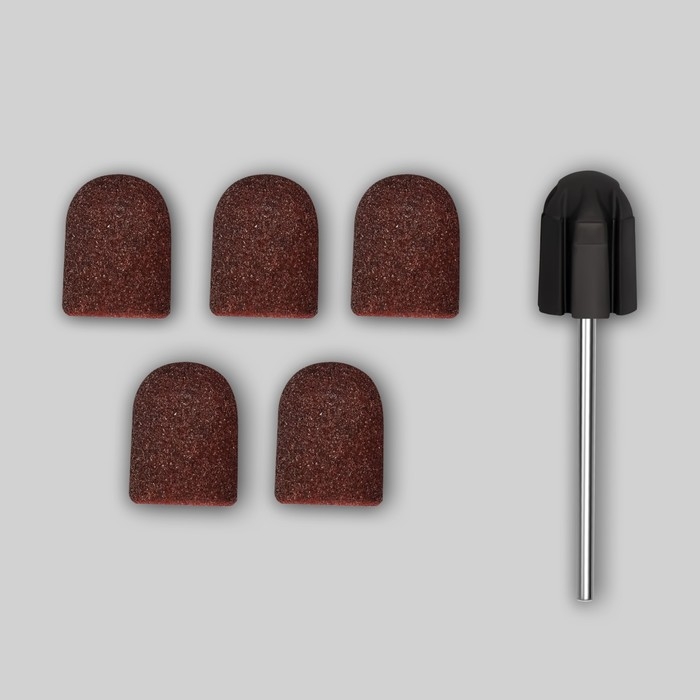 Набор для аппаратного маникюра и педикюра, основа, колпачки 5 шт, d = 13 × 19 мм, абразивность 180 Набор для аппаратного маникюра и педикюра, основа, колпачки 5 шт, d = 13 × 19 мм, абразивность 180