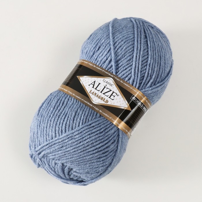 Пряжа Пряжа "Lanagold" 51% акрил, 49% шерсть 240м/100гр (221 светлый джинс)