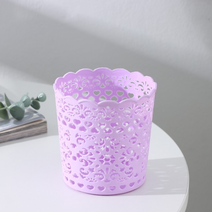 Корзина для хранения «Кружевной узор», пластик, 9,8×9,8×10 см, цвет МИКС Корзина для хранения «Кружевной узор», пластик, 9,8×9,8×10 см, цвет МИКС