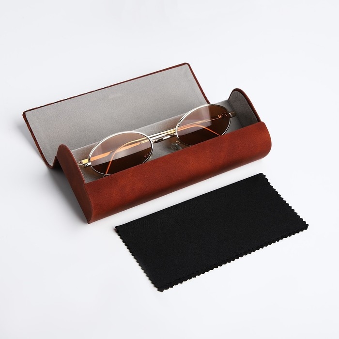 Футляр для очков на хлопушке, длина 15,6 см, цвет коричневый Футляр для очков на хлопушке, длина 15,6 см, цвет коричневый