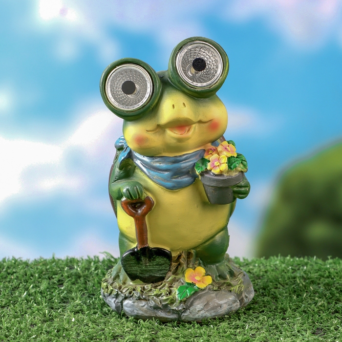 Садовый фонарь  Садовый фонарь "Лягушонок садовод" 7х8х15см