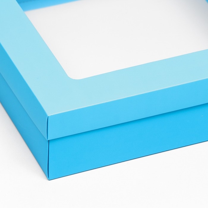 Коробка подарочная складная, упаковка, крышка-дно, бирюзовая, с окном 30 х 30 х 8 см Коробка подарочная складная, упаковка, крышка-дно, бирюзовая, с окном 30 х 30 х 8 см