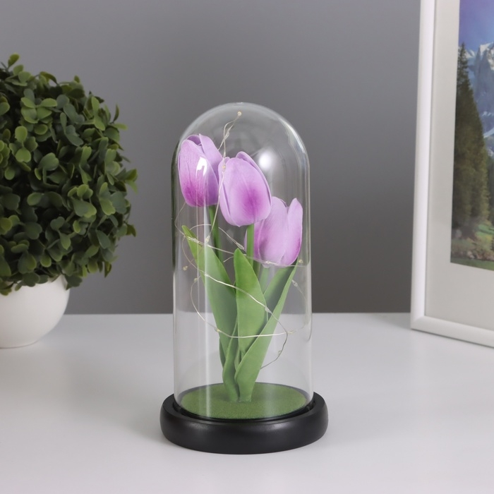 Ночник «Тюльпаны» LED 3хААА сиреневый 10,5х10,5х22см