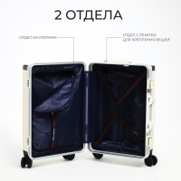 Чемодан средний 55 л (M), отдел на молнии, 2 кодовых замка, 4 колеса, крючок, цвет бежевый