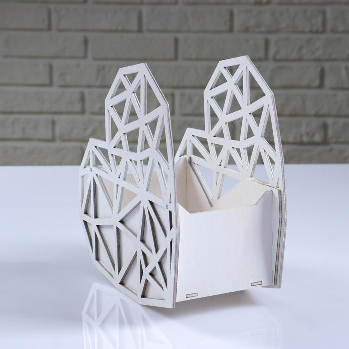 Кашпо деревянное  Кашпо деревянное "Сердце Хайтек", белый, 20×10×20 см