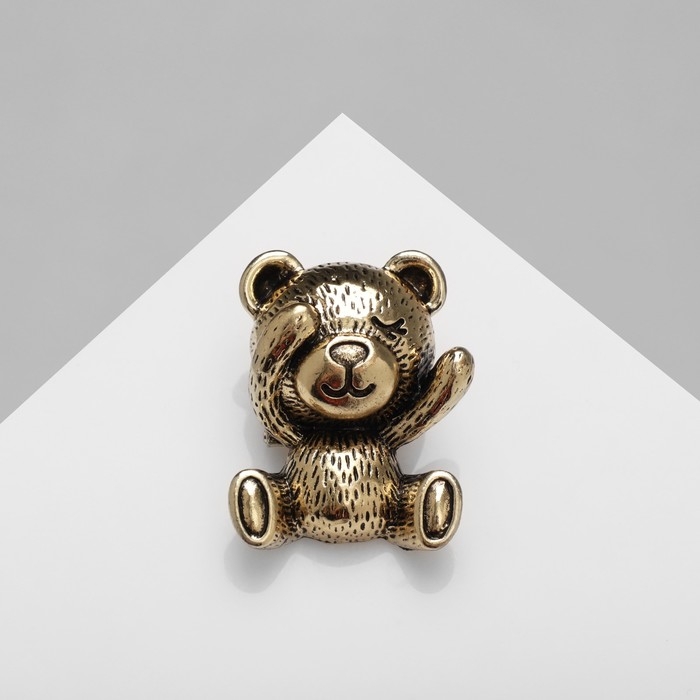 Брошь «Мишка», цвет чернёного золота Брошь «Мишка», цвет чернёного золота