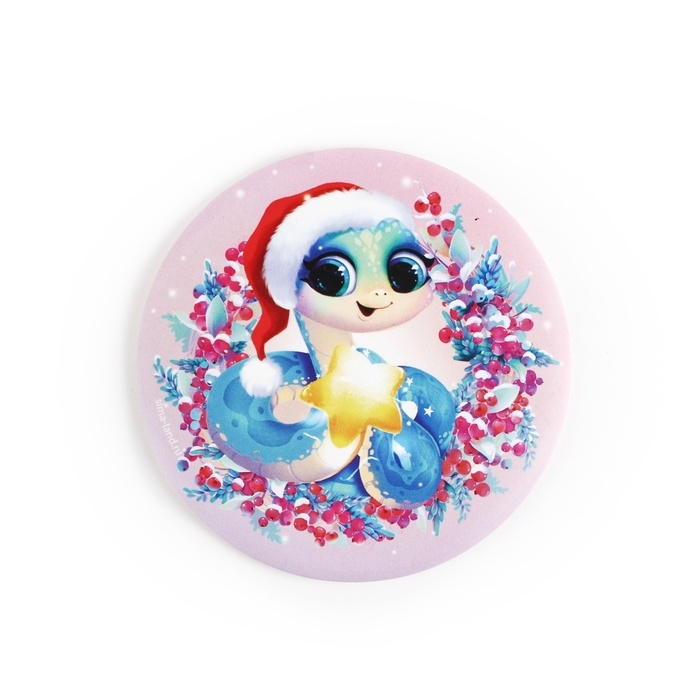 Зеркало карманное новогоднее «Новый год: Милая змейка», диам.7 см Зеркало карманное новогоднее «Новый год: Милая змейка», диам.7 см