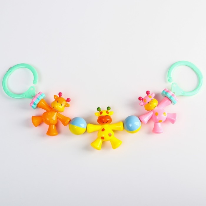 Растяжка на коляску/кроватку «Жирафики», 3 игрушки с погремушками, цвет МИКС, Крошка Я Растяжка на коляску/кроватку «Жирафики», 3 игрушки с погремушками, цвет МИКС, Крошка Я
