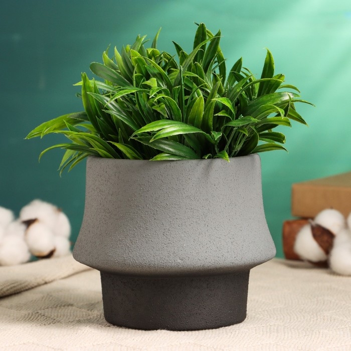 Кашпо - ваза  Кашпо - ваза "Мина" серое с черным, 13х13х11см